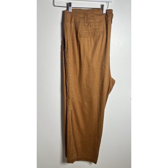 Anthropologie X Maeve Plus Size 22 Naomi Linen Wide Leg Flare Brown Flare Pants - Picture 6 of 13